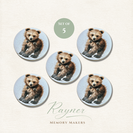 Bear Wooden Sewing Buttons - Pack of 5
