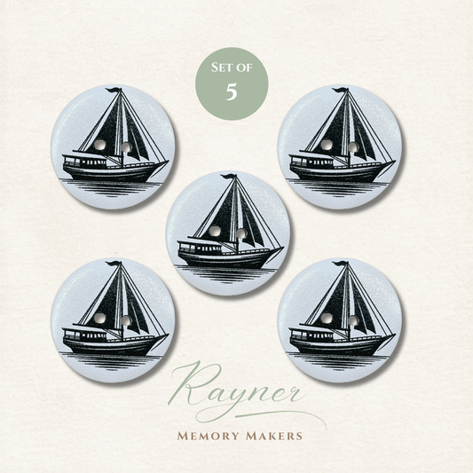 Sailboat Wooden Sewing Buttons - Pack of 5