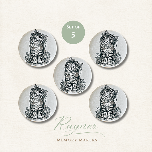 Cat Wooden Sewing Buttons - Pack of 5