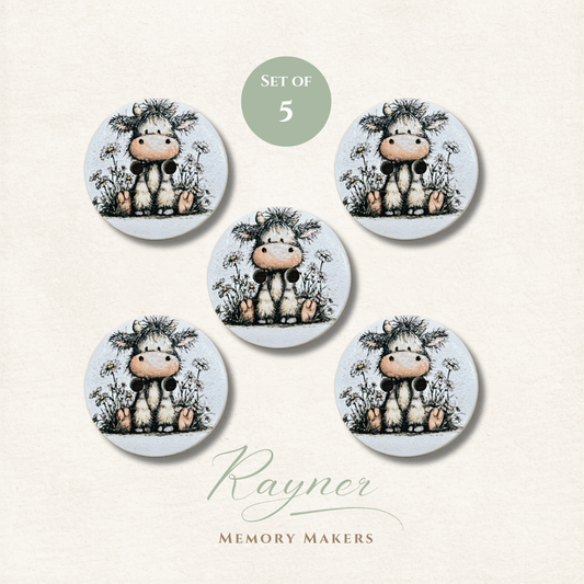 Cow Wooden Sewing Buttons - Pack of 5