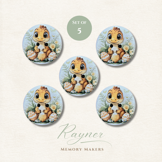 Dinosaur Wooden Sewing Buttons - Pack of 5