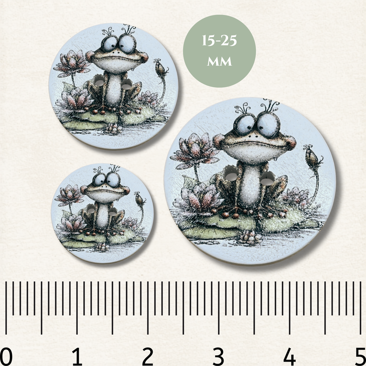 Frog Wooden Sewing Buttons - Pack of 5