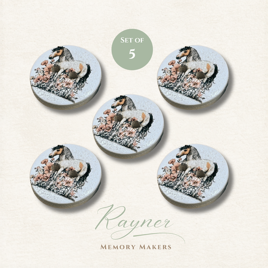 Horse Wooden Sewing Buttons - Pack of 5