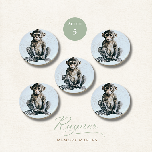 Monkey Wooden Sewing Buttons - Pack of 5