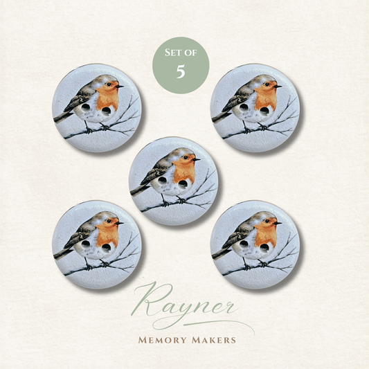 Robin Wooden Sewing Buttons - Pack of 5