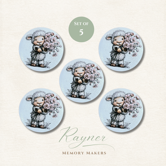 Sheep Wooden Sewing Buttons - Pack of 5