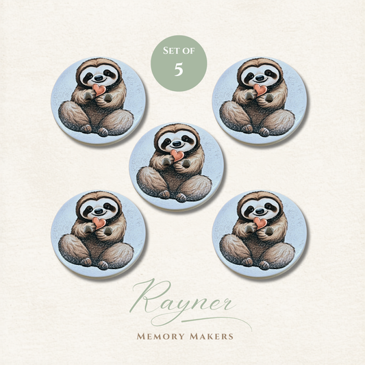 Sloth Wooden Sewing Buttons - Pack of 5
