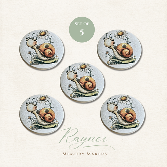 Snail Wooden Sewing Buttons - Pack of 5