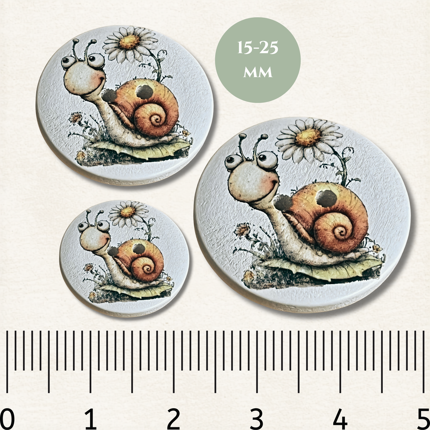 Snail Wooden Sewing Buttons - Pack of 5