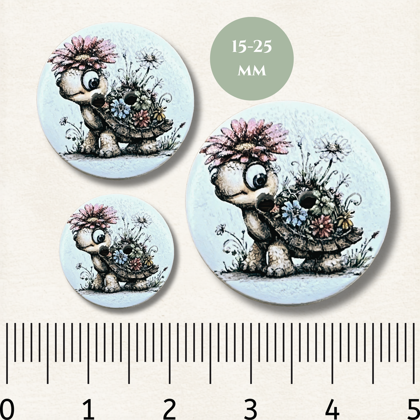 Tortoise Wooden Sewing Buttons - Pack of 5