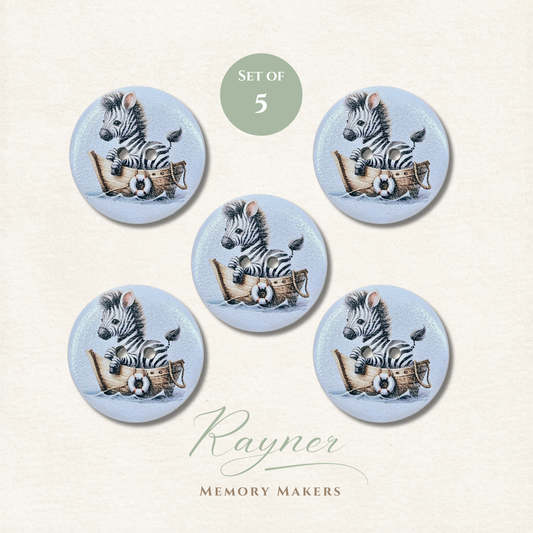 Zebra Wooden Sewing Buttons - Pack of 5